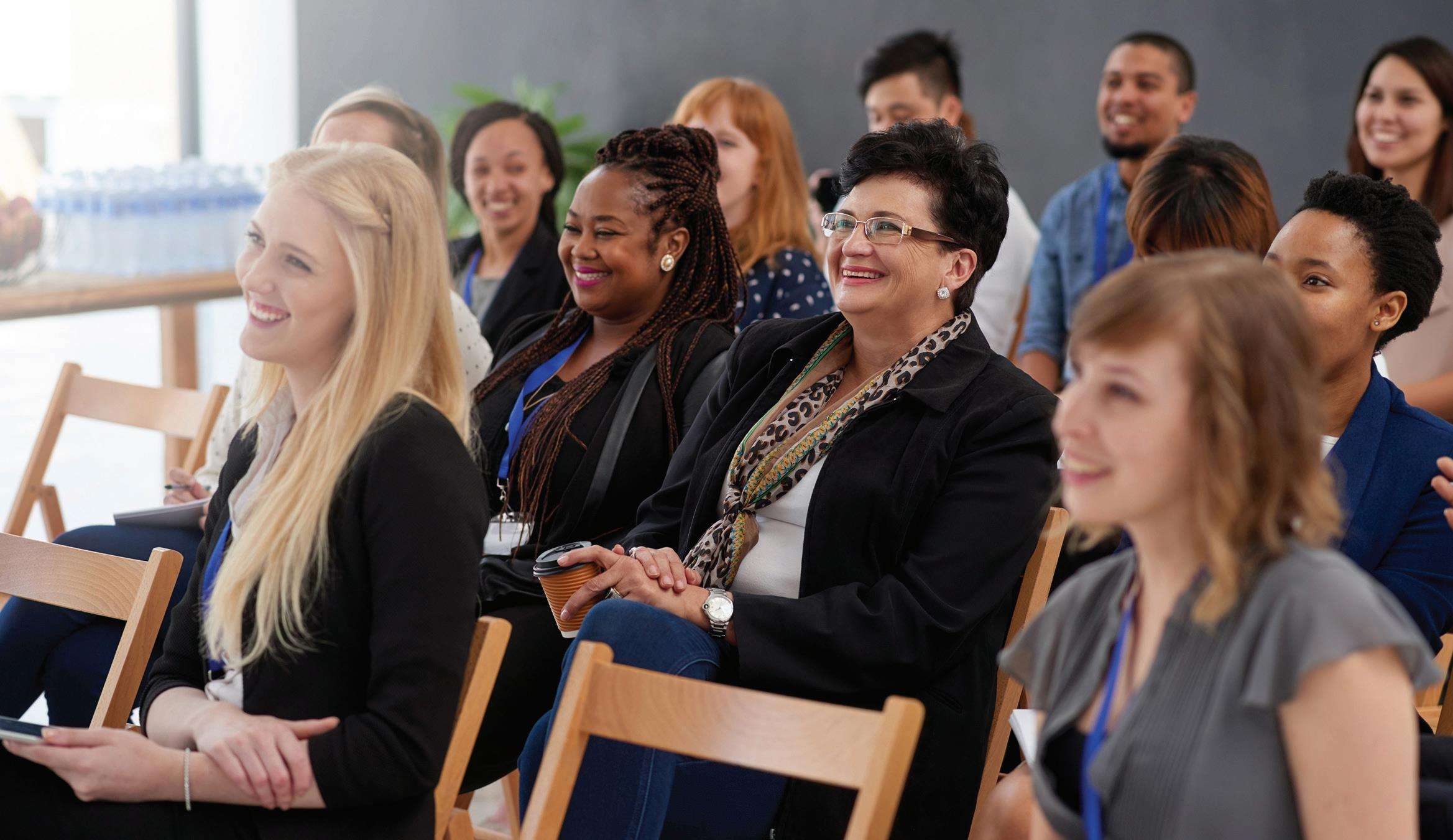 Caregiver class attending a presentation.